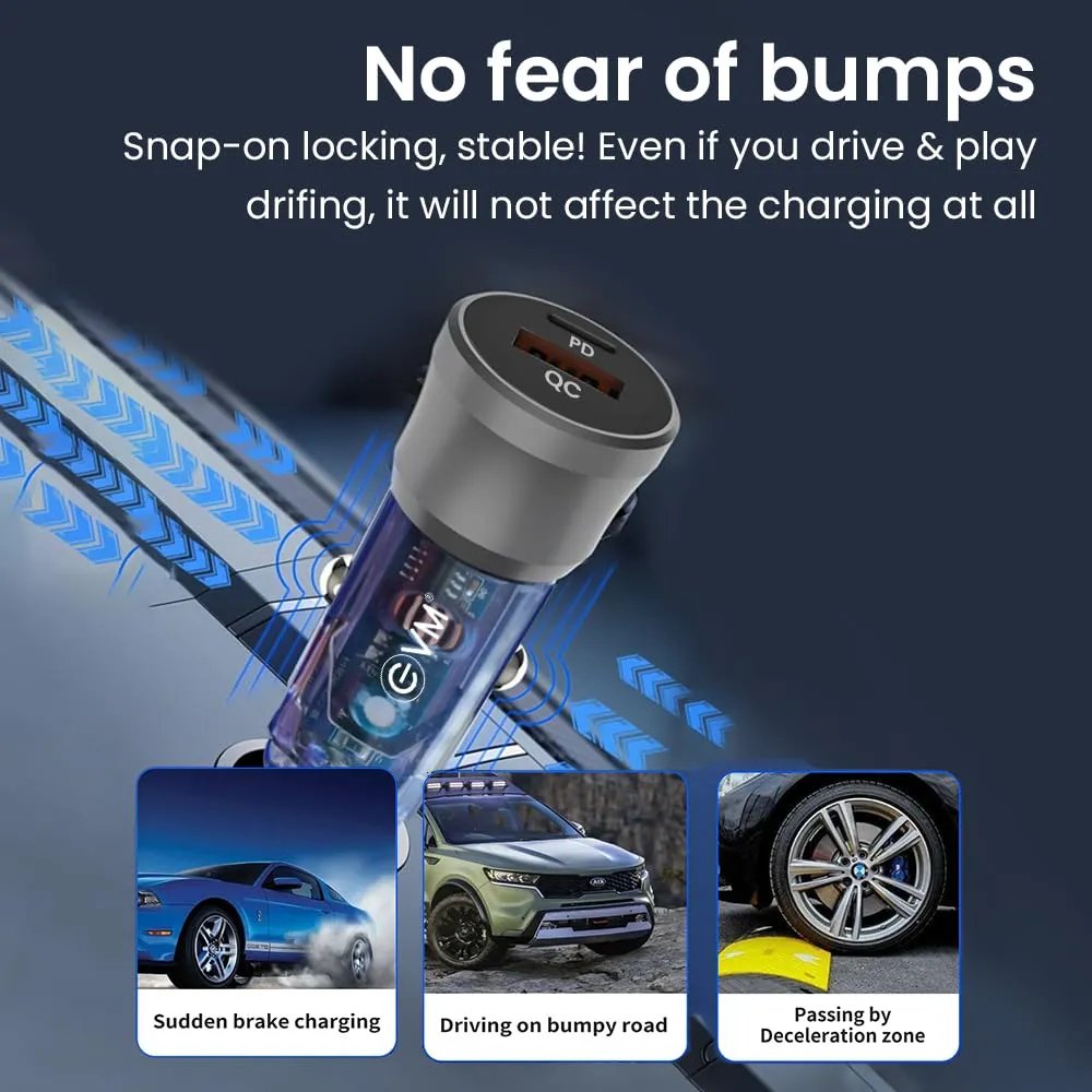 EVM CAR CHARGER 38W WITH TYPE-C | USB 3.0 PORT view 4